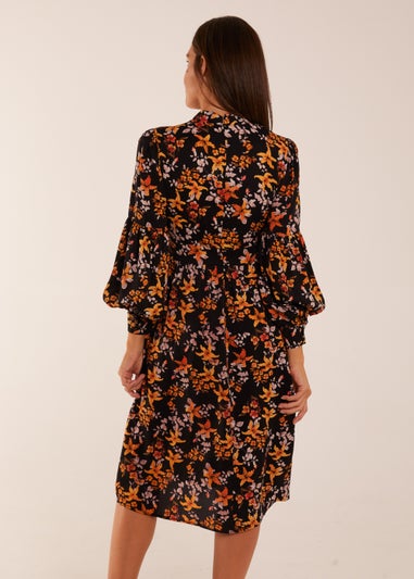 Blue Vanilla Multi High Neck Long Sleeve Dress