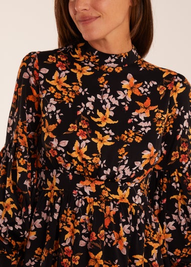 Blue Vanilla Multi High Neck Long Sleeve Dress