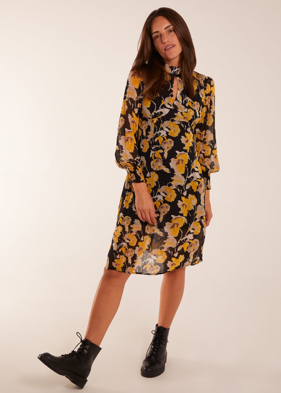 Blue Vanilla Multi Keyhole High Neck Dress