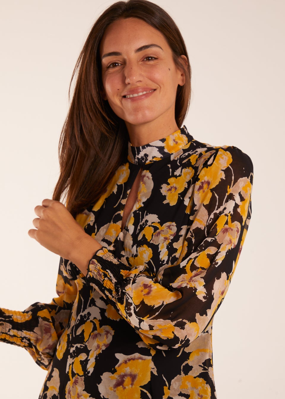 Blue Vanilla Multi Keyhole High Neck Dress