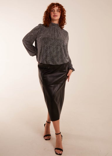 Blue Vanilla Silver Curve Puffball High Neck Top