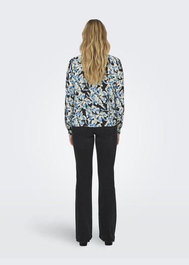 JDY Multicoloured Floral Print Ruffle Long Sleeve Top