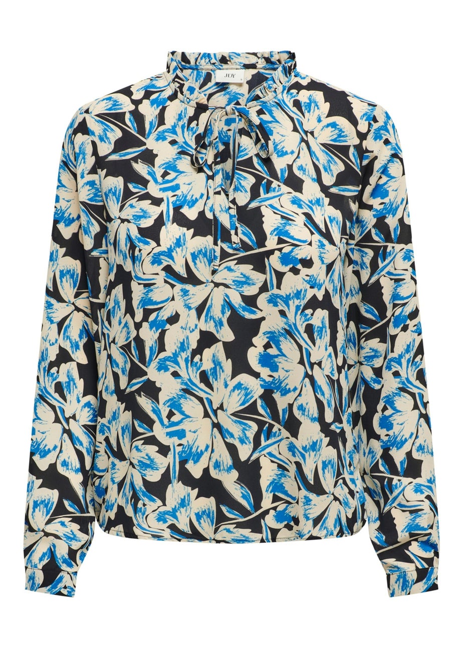 JDY Multicoloured Floral Print Ruffle Long Sleeve Top