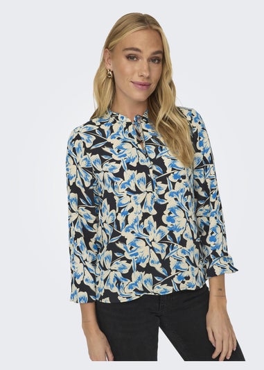 JDY Multicoloured Floral Print Ruffle Long Sleeve Top