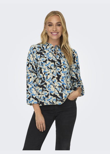 JDY Multicoloured Floral Print Ruffle Long Sleeve Top