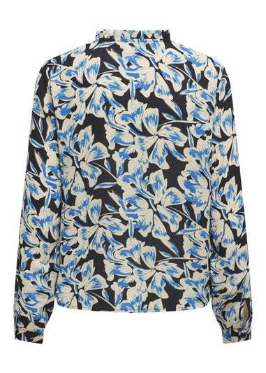JDY Multicoloured Floral Print Ruffle Long Sleeve Top