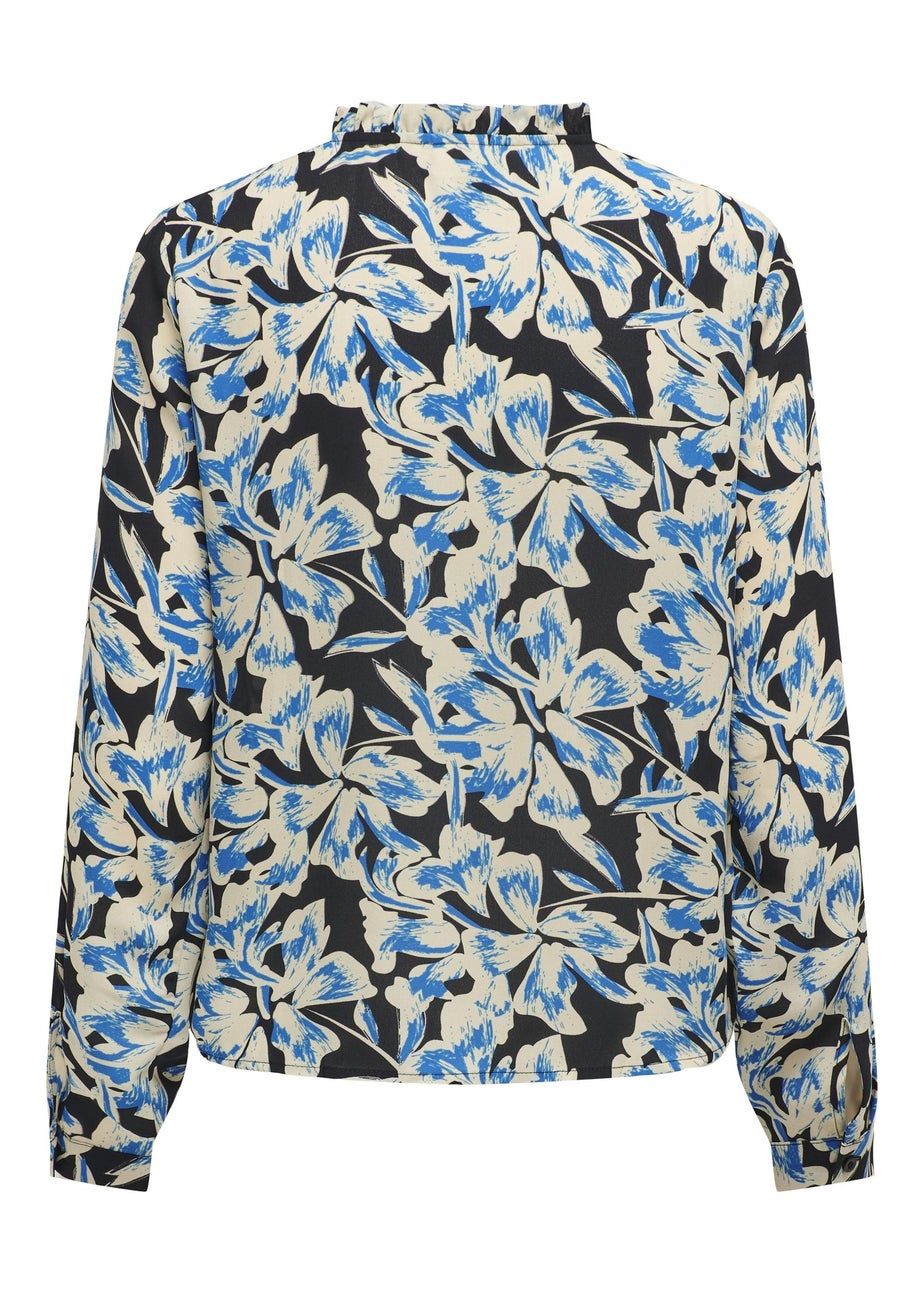 JDY Multicoloured Floral Print Ruffle Long Sleeve Top