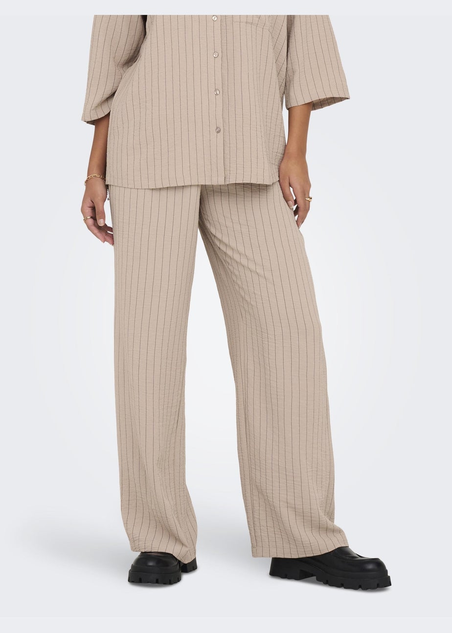 JDY Beige Stripe Print Trousers