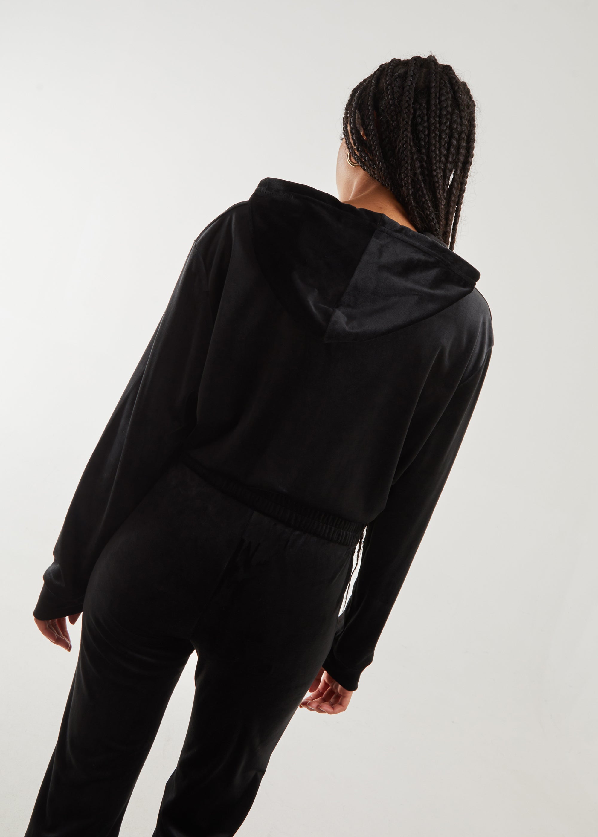 Pink Vanilla Black Velour Zip Hoodie - Matalan