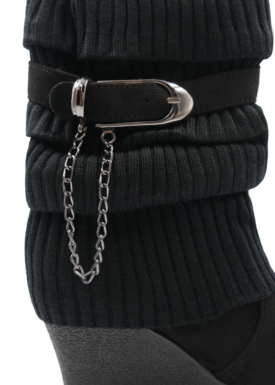 Where's That From Black Suede Bryony Wedge Heel Ankle Boots