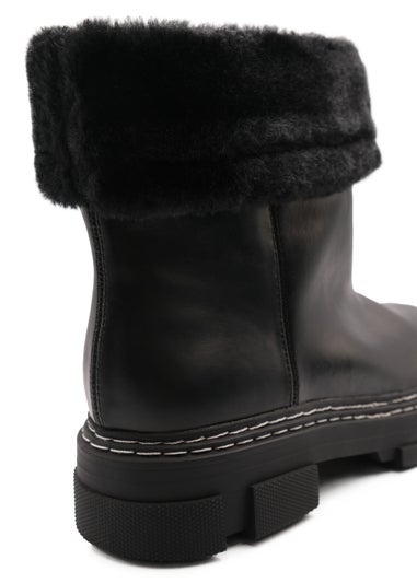 Where's That From Black Margot Platform Fur Lined Chelsea Boots