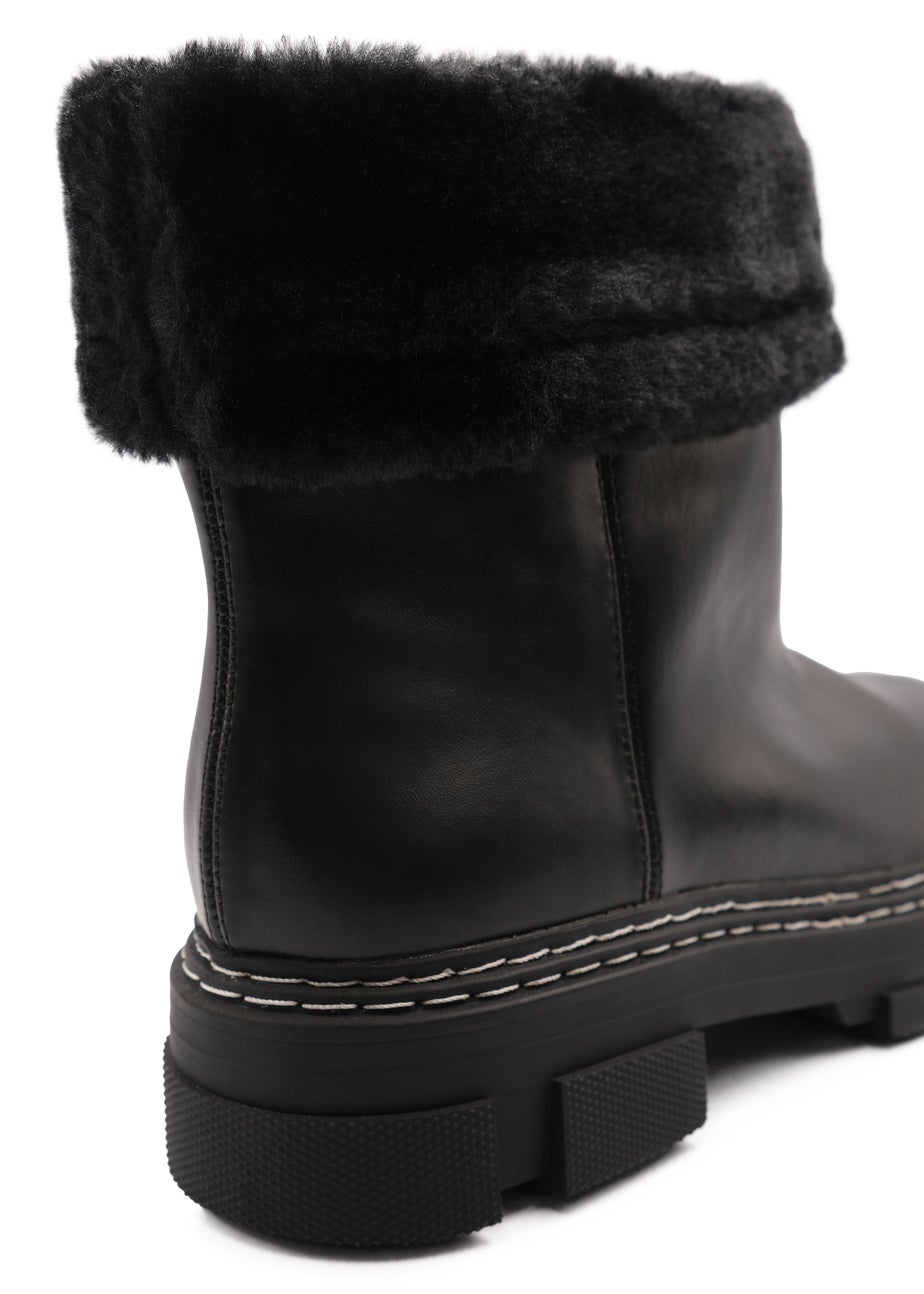 Where's That From Black Margot Platform Fur Lined Chelsea Boots