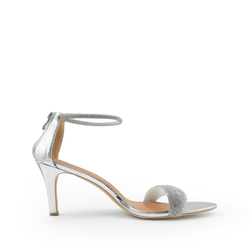Where's That From Silver Faux Leather Sabra High Heel Sandals