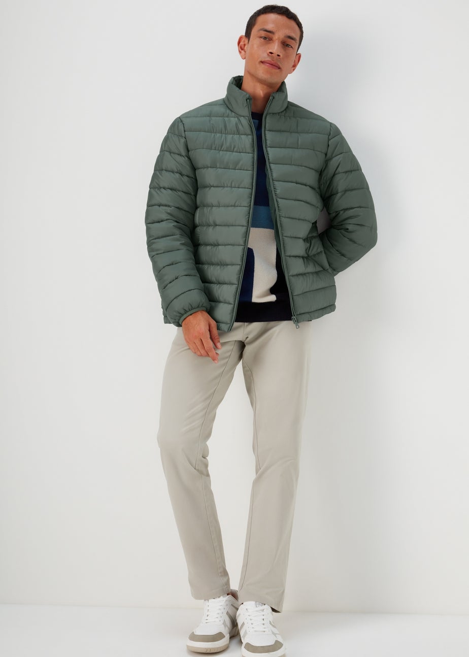 Sage Funnel Neck Puffer Coat