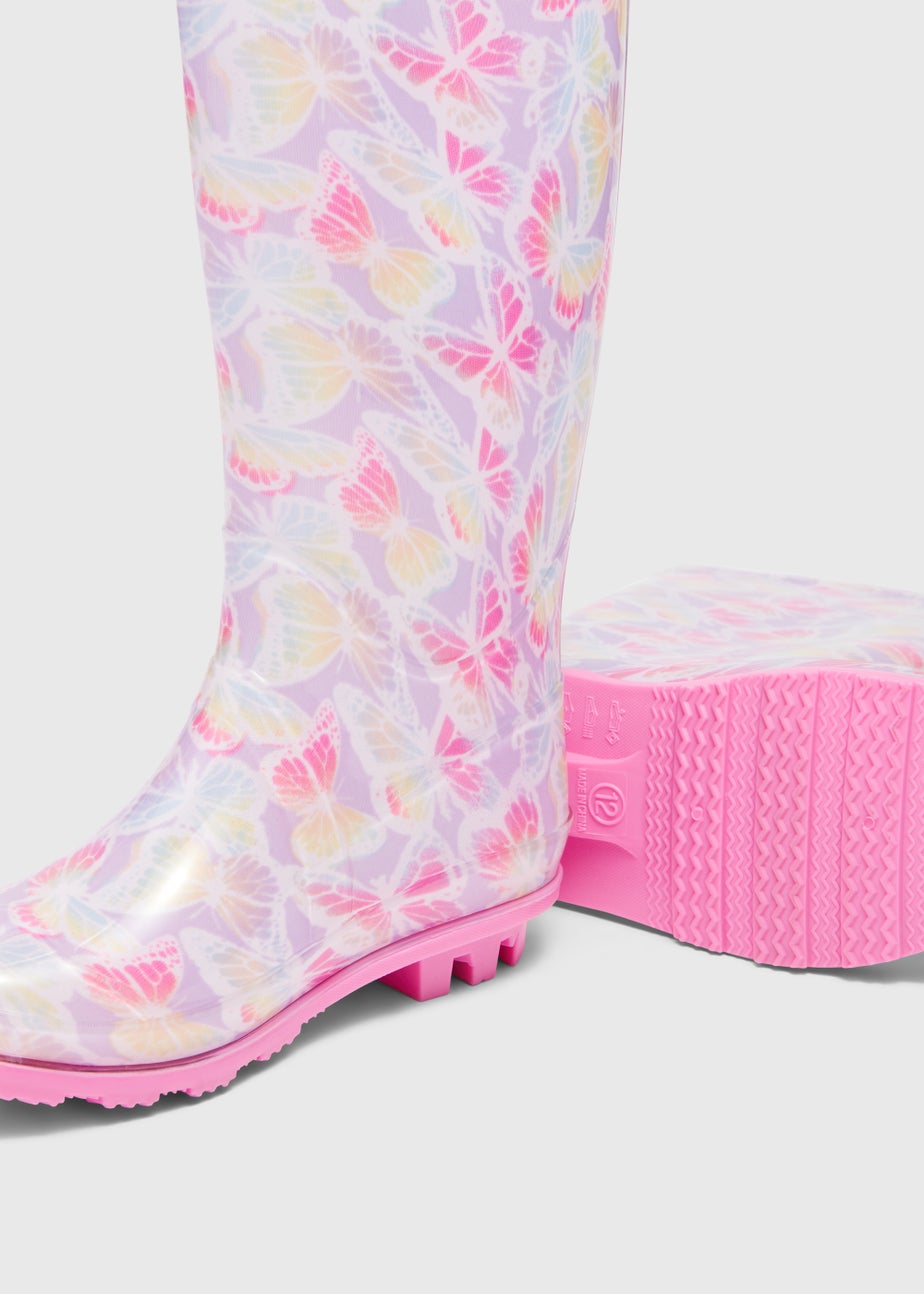 Girls Multicoloured Butterfly Print PVC Wellies (Younger 10-Older 5)