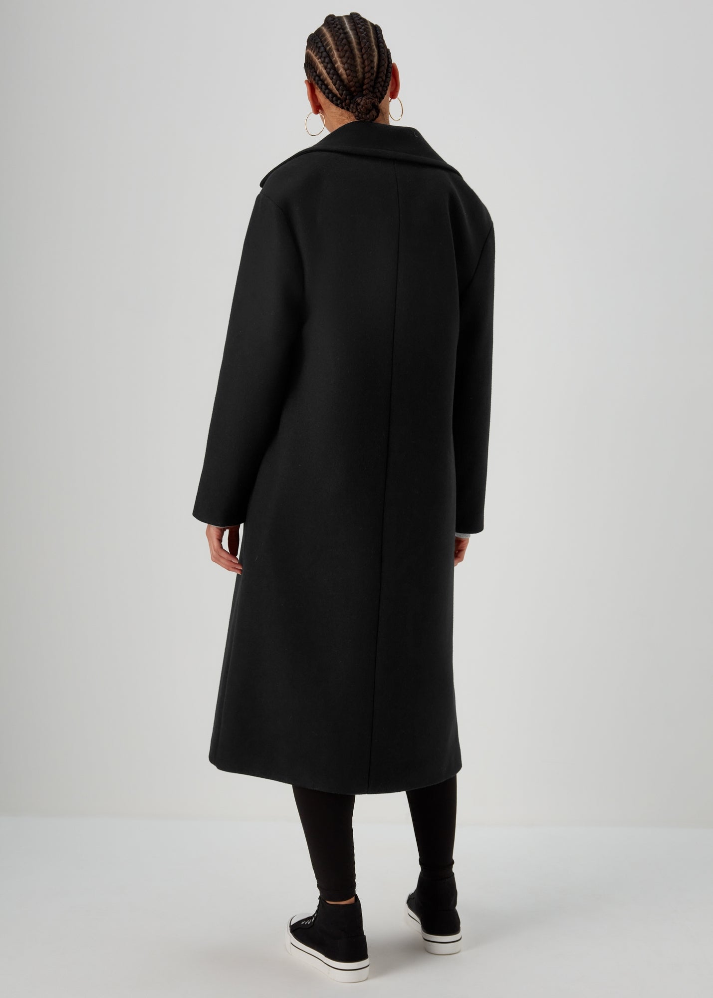 Black Super Long Coat - Matalan