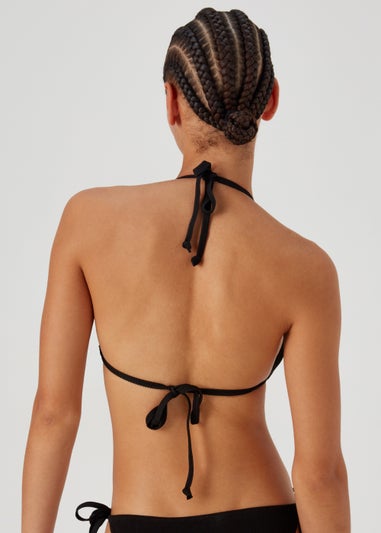 Black Textured Triangle Bikini Top