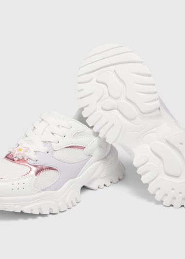 Girls White Chunky Trainers (Younger10-Older 5)