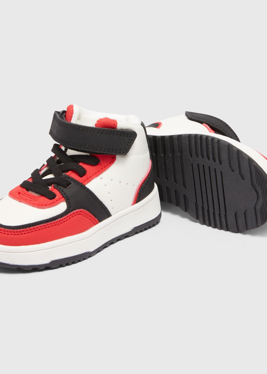 Boys White High Top PU Trainers (Younger 4-12)