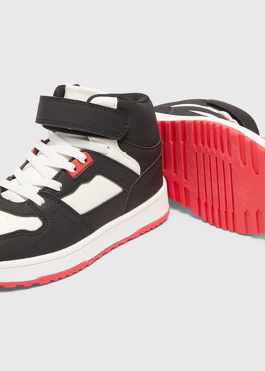 Boys White High Top PU Trainers (Younger 10-Older 6)