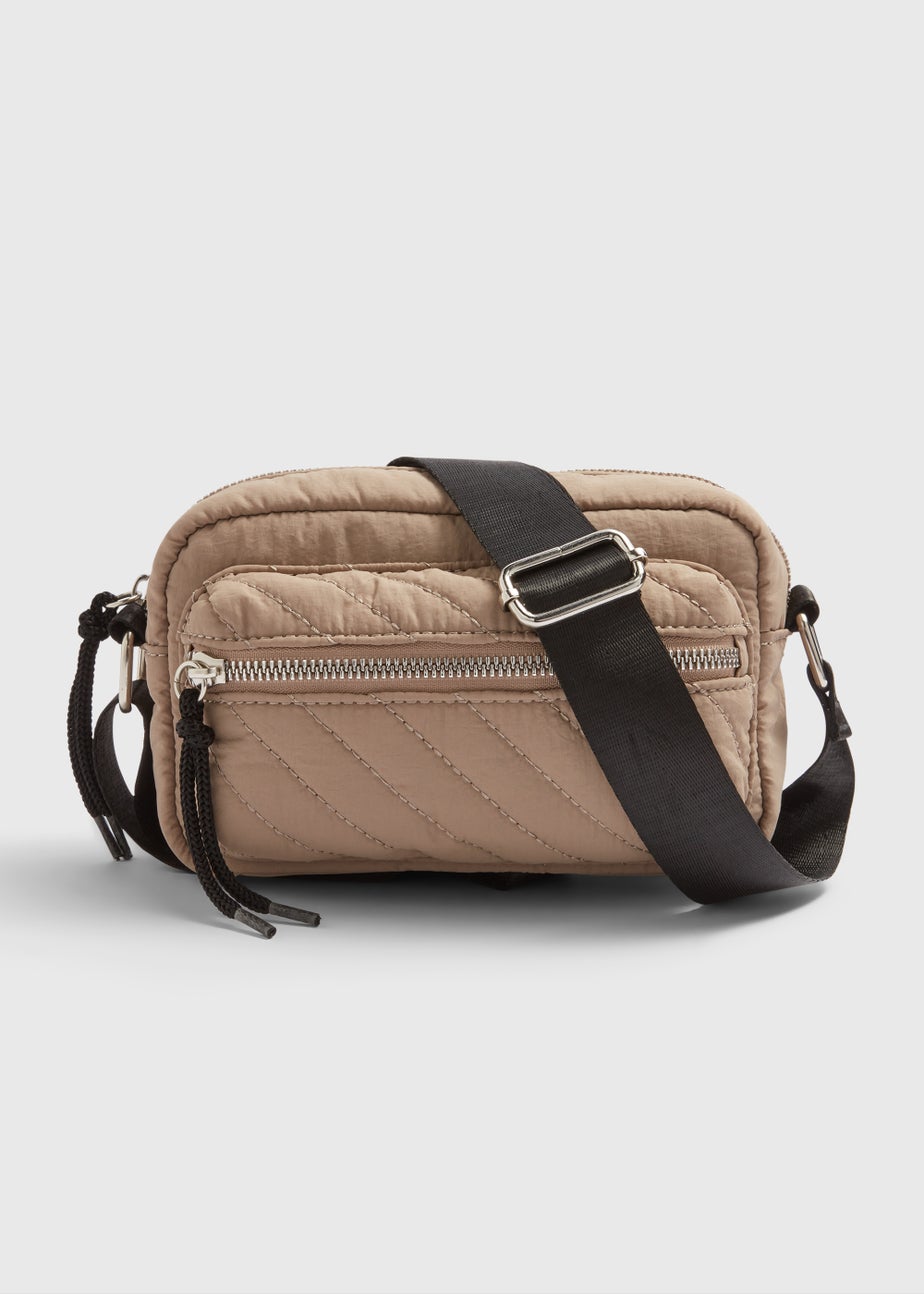 Taupe Quilted Nylon Camera Bag