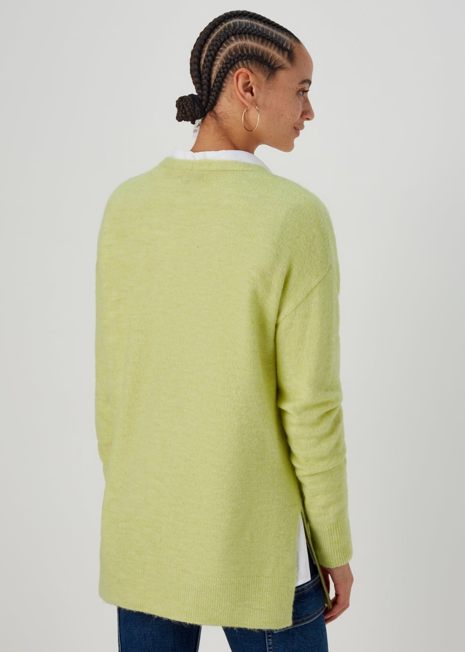 Lime Spandex V Neck Jumper