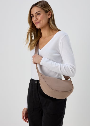 Taupe Nylon Moon Bag