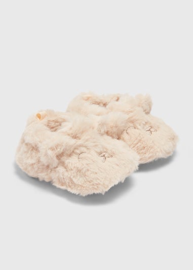 Baby Beige Faux Fur Baby Slippers (Newborn-18mths)