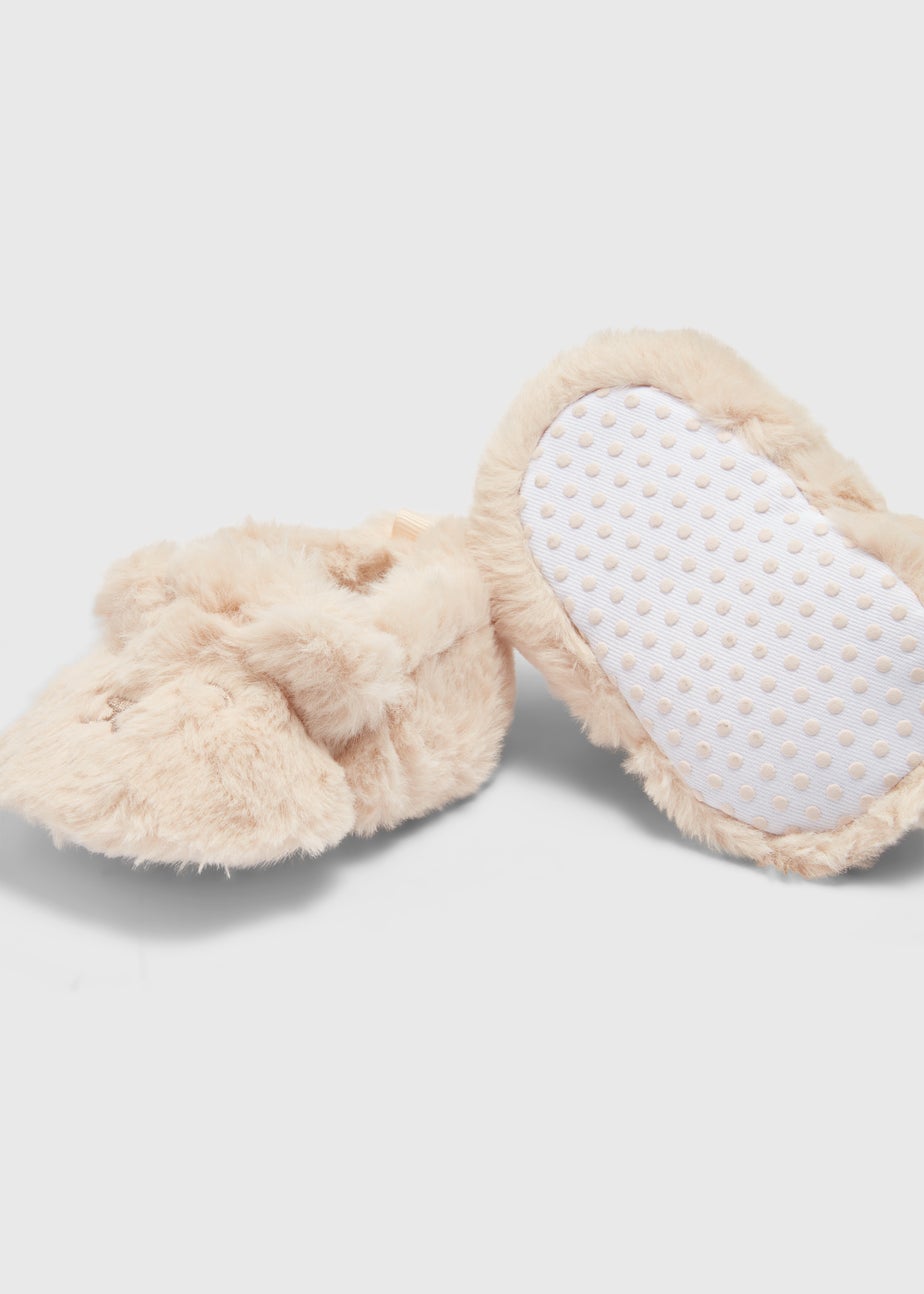 Baby Beige Faux Fur Baby Slippers (Newborn-18mths)