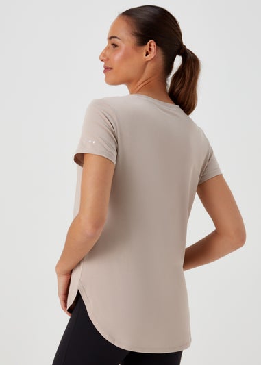 Souluxe Beige Longline Sports T-Shirt