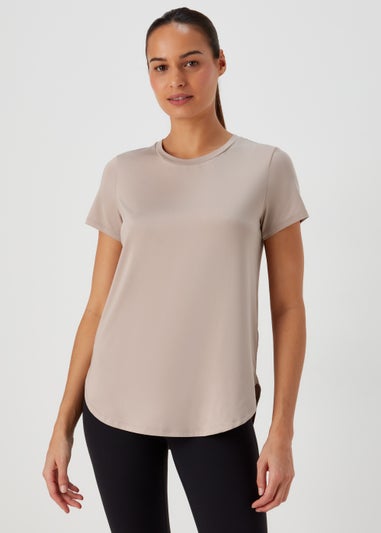 Souluxe Beige Longline Sports T-Shirt
