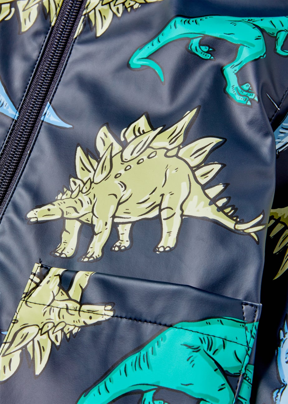 Boys Blue Dinosaur Print PU Coat (1-7yrs)