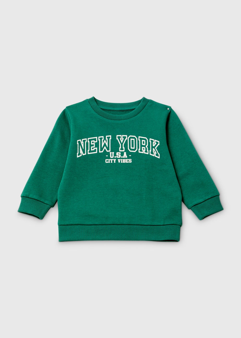 Boys Green New York Print Sweatshirt (1-7yrs)