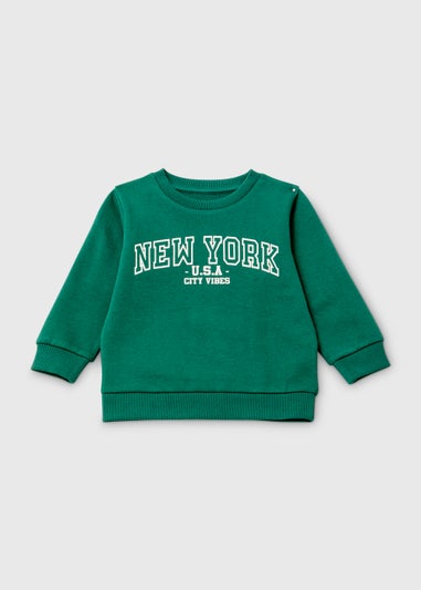 Boys Green New York Print Sweatshirt (1-7yrs)