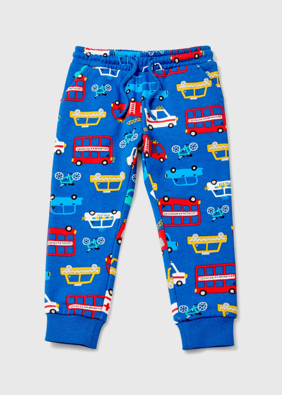 Boys Blue Vehicle Print Joggers (1-7yrs)