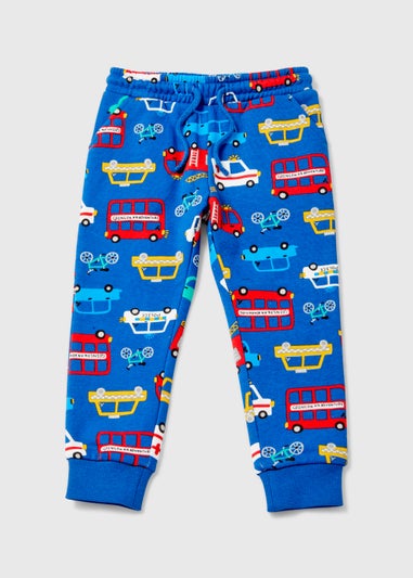 Boys Blue Vehicle Print Joggers (1-7yrs)