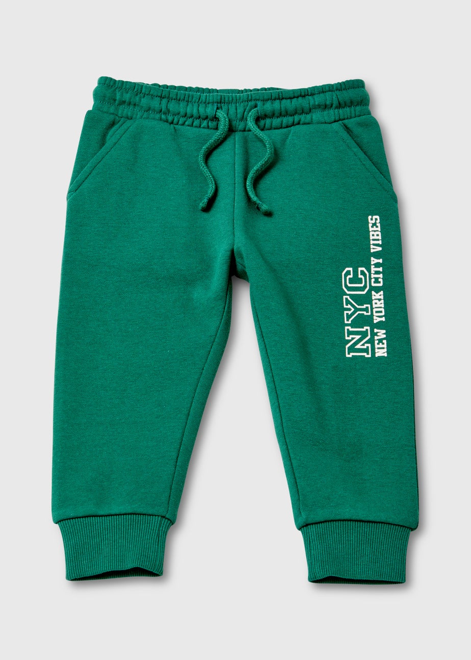 Boys Green New York Print Joggers (1-7yrs)