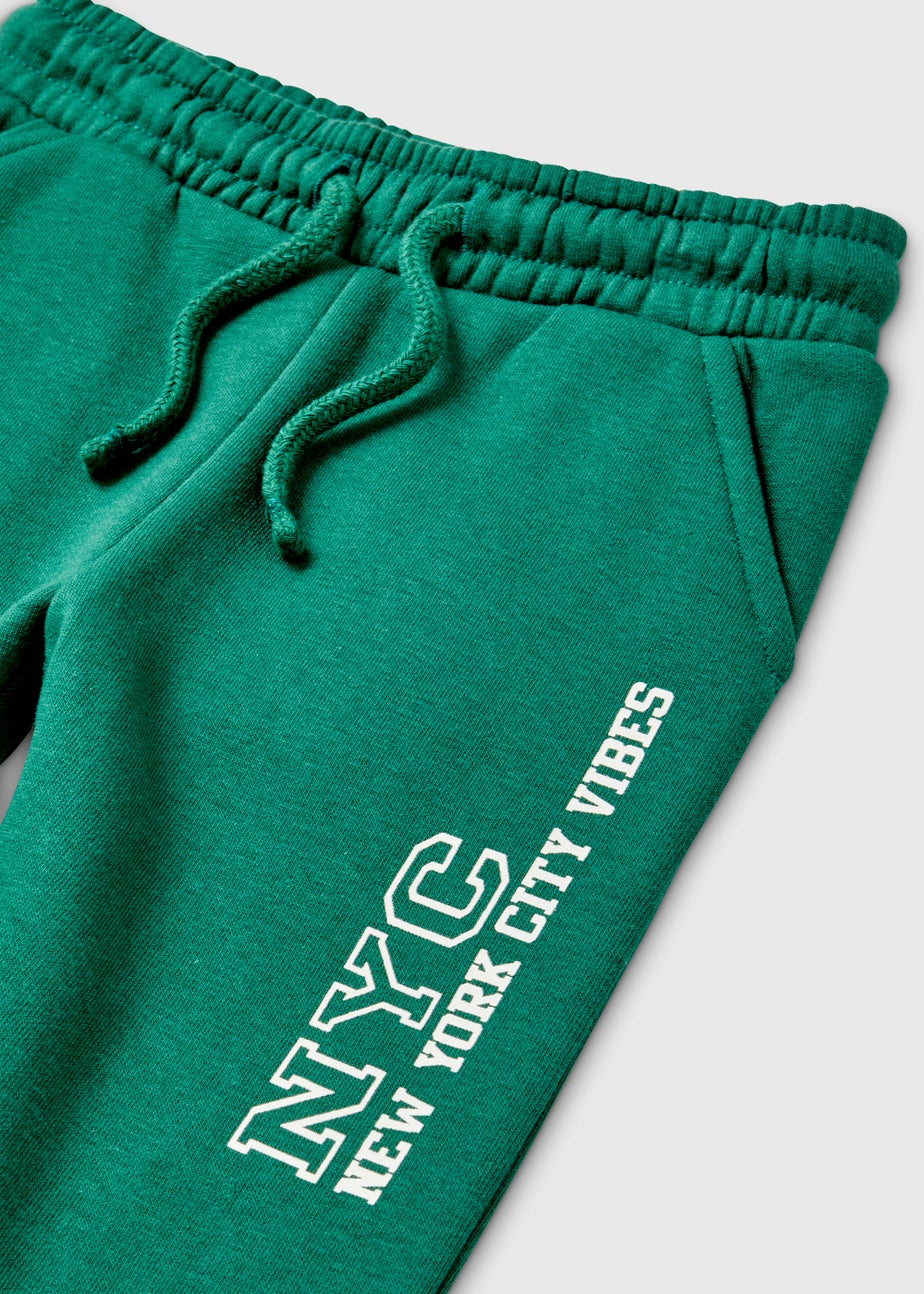 Boys Green New York Print Joggers (1-7yrs)