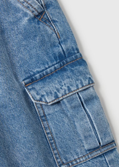 Girls Blue Wide Leg Cargo Trousers (7-15yrs)