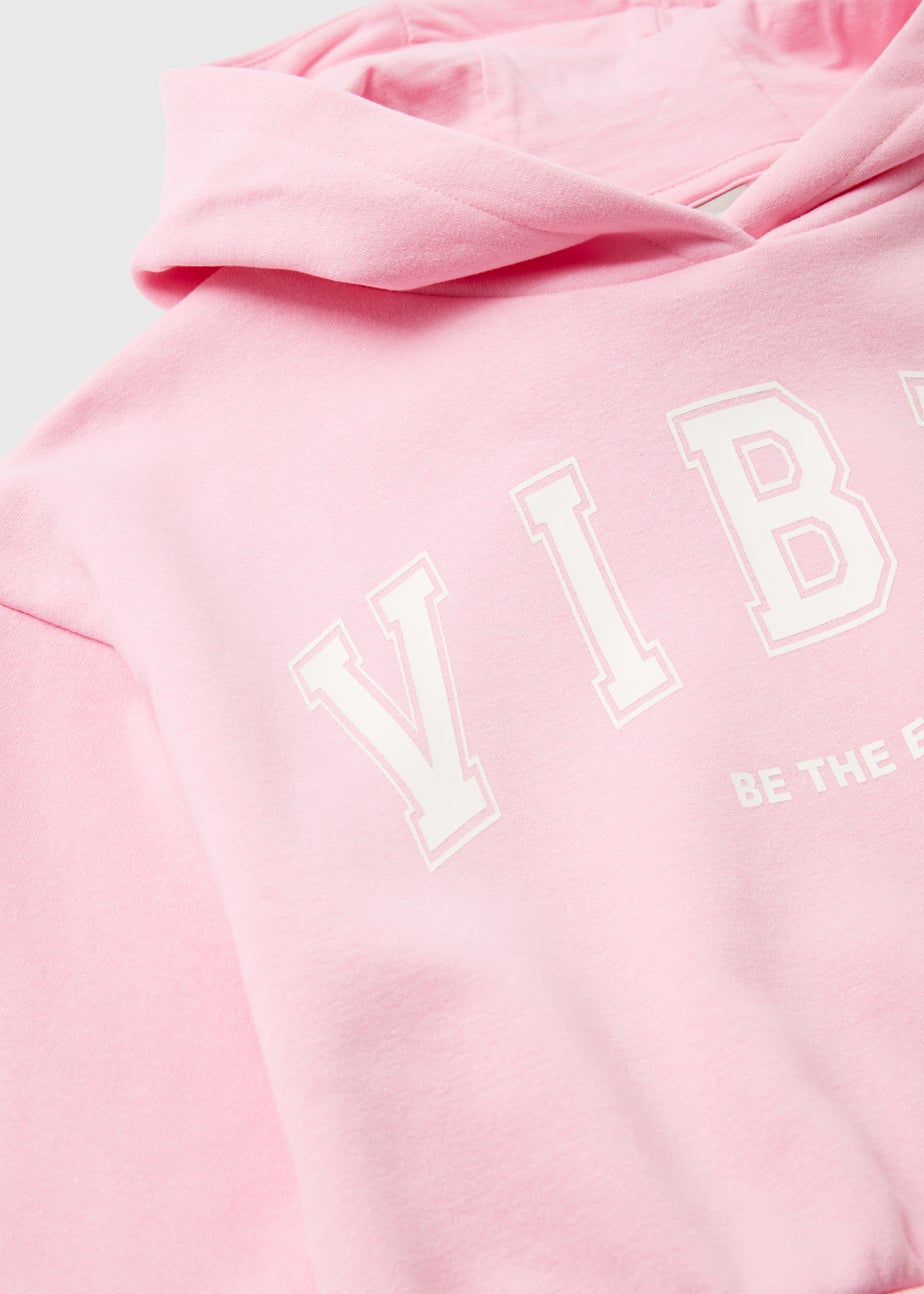 Girls Pink Vibes Print Hoodie (7-15yrs)