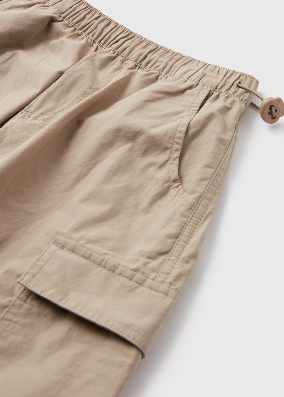Girls Beige Parachute Cargo Pants (7-15yrs)