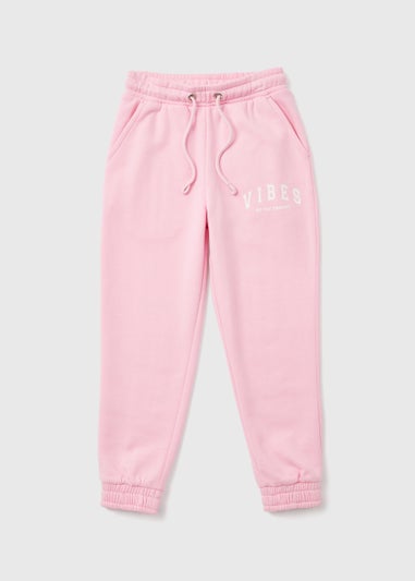 Girls Pink Vibes Print Joggers (7-15yrs)
