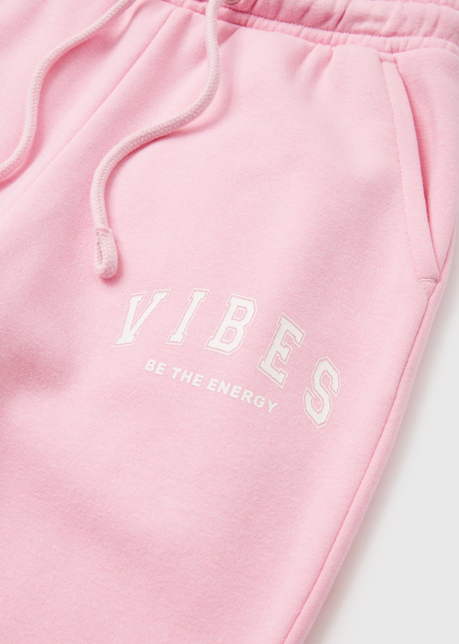 Girls Pink Vibes Print Joggers (7-15yrs)