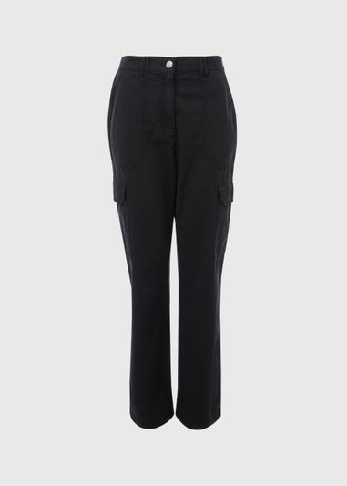 Black Straight Leg Cargo Trousers