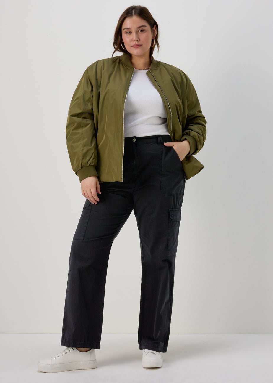 Black Straight Leg Cargo Trousers