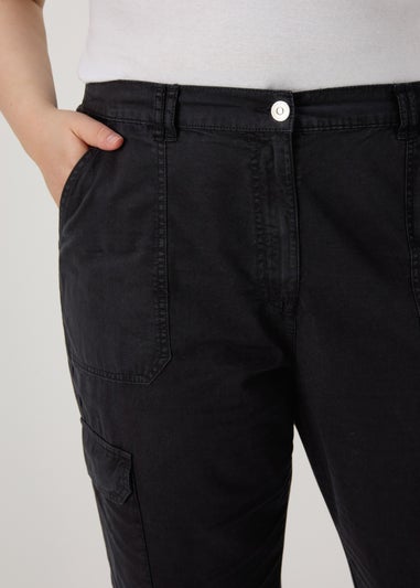 Black Straight Leg Cargo Trousers