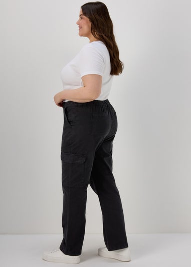 Black Straight Leg Cargo Trousers