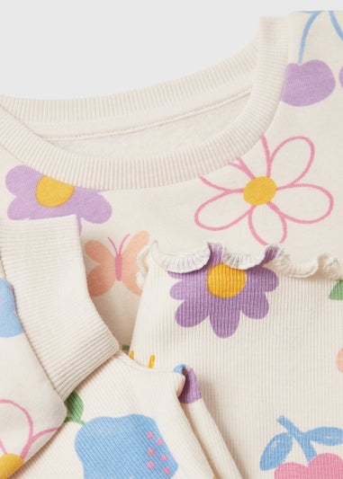 Girls Cream Fruit Print Sweatshirt & Leggings Set (1-7yrs)