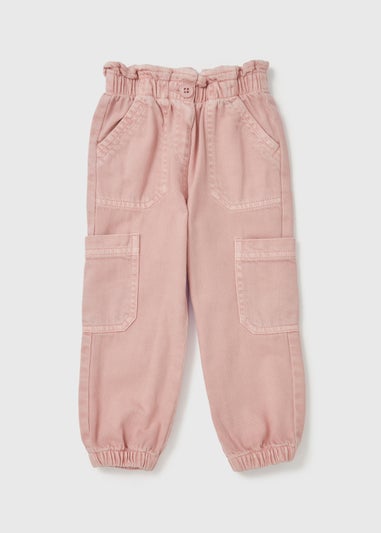 Girls Pink Paperbag Cargo Trousers (1-7yrs)