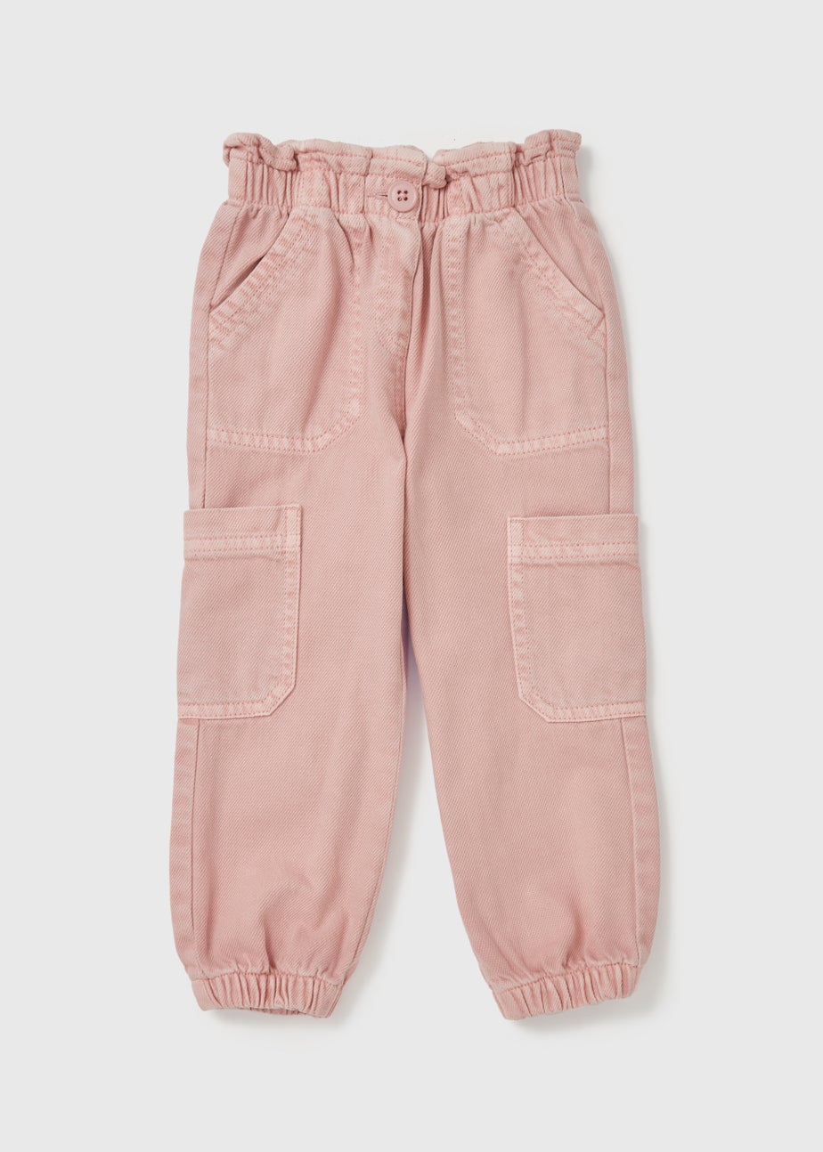 Girls Pink Paperbag Cargo Trousers (1-7yrs)